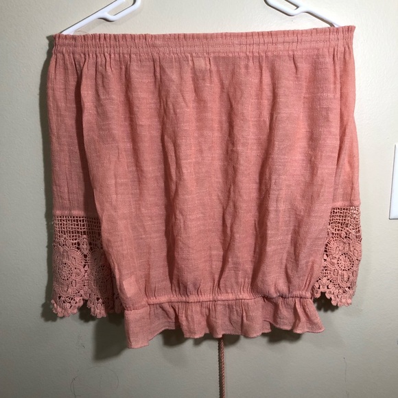 Pink orange see through off the shoulder top - Picture 6 of 7